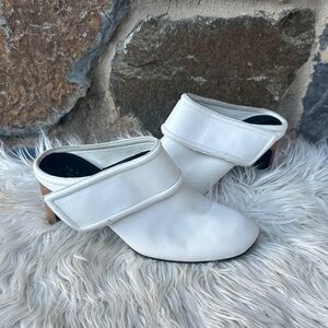 rag & bone White Leather Mule Heels Block Heel Slides EU 37